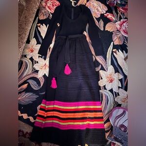 Black wool long sleeve maxi dress